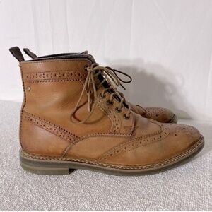 Base London Hurst Tan Leather Wingtip Lace Up Round Toe Ankle Boots 41